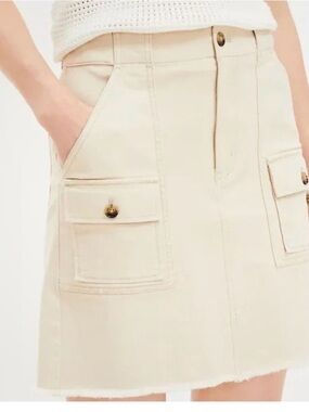 Loft cream denim Cargo Utility Pocket Mini Skirt- size 8